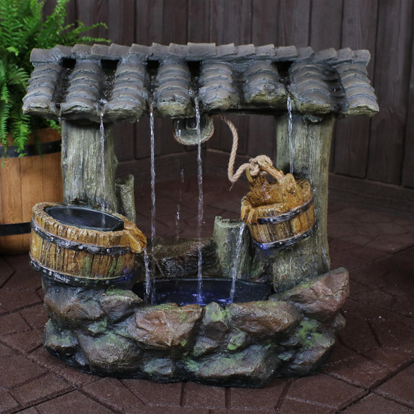 Bloomsbury Market Jazmin Polyresin Enchanted Wishing Well Outdoor Fountain with LED Light Wayfair